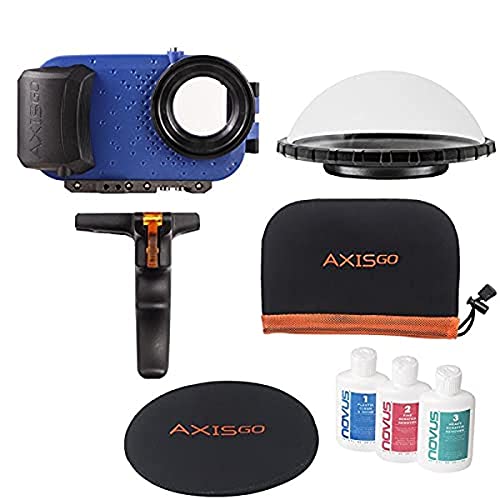 Over/Under Kit Aquatech AxisGO 11 Pro Caisson étanche pour Iphone 11 Pro, iPhone XS/X Couleur Bleue - AxisGo 11 Pro, Dome, Étui Dome, étui de Protection et kit nettoetage