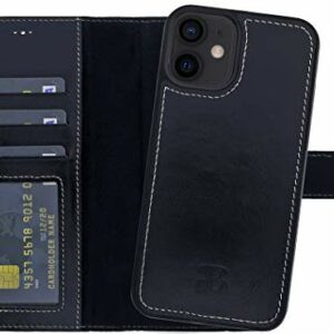 Burkley Handywelt-Niefern Étui de Protection en Cuir pour iPhone 13 avec Housse de Protection Amovible Noir