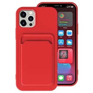 COKAR iPhone 12 Wallet Phone Cases Support de Carte intégrée Couverture de Protection avec Soft Shell Rouge