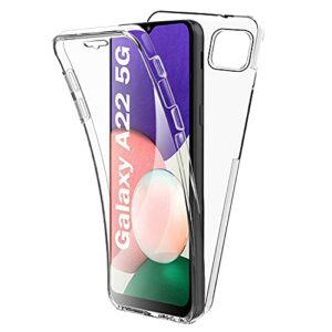 AURSTORE Coque pour Samsung Galaxy A22 5G,Protection intégrale Avant + Arrière en Rigide, Housse Etui Pochette Tactile Protection 360 degré - Antichoc