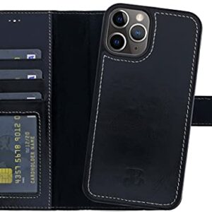 Burkley Étui de Protection en Cuir pour iPhone 13 Pro Max avec Housse de Protection Amovible - Protection RFID certifiée TÜV (Noir)