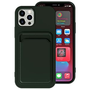 COKAR iPhone 12 Wallet Phone Cases Support de Carte Intégré Couverture de Protection avec Soft Shell Vert