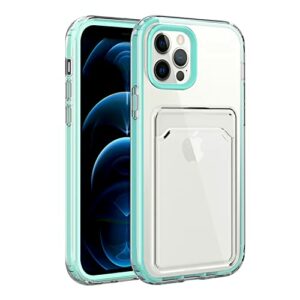 Cofar iPhone 13 Case with Card Holder, Transparent Thin Damping Protection Wallet Case for 6,1 Pouces iPhone 13, Transparent/Vert