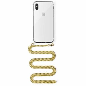 DAM.Coque Transparente iPhone XS Max avec Pendentif chaîne métallique. Accessoire Tendance, Ajustement Parfait et Protection maximale. Taille Unique : 16 x 0,8 x 7,9 cm. Couleur : Or Transparent.