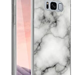 Evetane Coque Compatible avec Samsung Galaxy S8 360 intégrale Coque Avant arrière Resistant Fine Protection Solide Housse Etui Transparente Marbre Blanc Motif Tendance