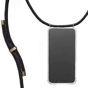 KNOK Chaîne de téléphone Portable Compatible avec Apple iPhone 13 – Coque en Silicone avec Cordon – Étui de Protection pour Smartphone à Suspendre – Étui Transparent avec Cordon – Noir