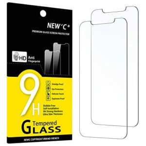NEW'C Lot de 2, Verre Trempé Compatible avec iPhone 11 Pro et iPhone X et iPhone XS (5.8"), Film Protection écran sans Bulles d'air Ultra Résistant (0,33mm HD Ultra Transparent) Dureté 9H Glass