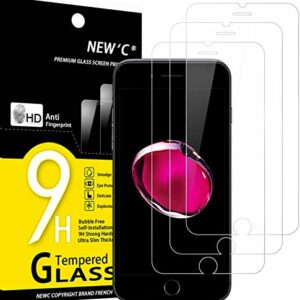 NEW'C Lot de 3, Verre Trempé Compatible avec iPhone 7 et iPhone 8 (4.7"), Film Protection écran sans Bulles d'air Ultra Résistant (0,33mm HD Ultra Transparent) Dureté 9H Glass