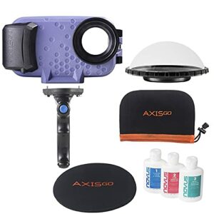 Over/Under Kit Aquatech AxisGO 12 Caisson étanche pour Iphone 12/12 PRO/12 Pro Max Couleur Violette - AxisGo 12, PT Bluetooth, Dome, Étui Dome, étui de Protection et kit nettoetage
