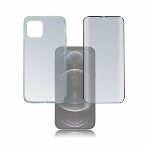 4smarts 360° Kit de Protection Premium Compatible avec iPhone 12 Pro Max Coque et Verre Trempé iPhone 12 Pro Max Protection Complète Anti-Traces, Antichocs et Antichute - Transparent/Noir