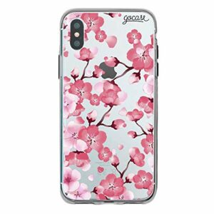 Gocase Cherry Petals Étui de Protection en Silicone TPU Transparent pour iPhone 8 Plus Motif Fleurs de Cerisier