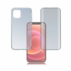 4smarts 360° Kit de Protection Premium Compatible avec iPhone 12 mini Coque et Verre Trempé iPhone 12 mini Protection Complète Anti-Traces, Antichocs et Antichute - Transparent/Noir