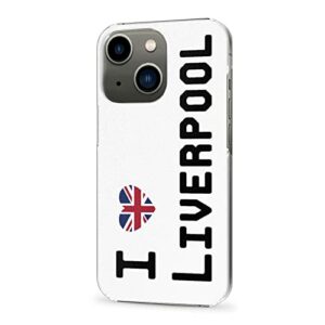 Coque iPhone 13 I Love Liverpool iPhone 13 Protection avec Drapeau Britannique pour Les Personnes locales PC Transparent