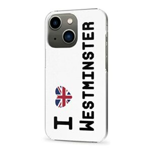 Coque iPhone 13, I Love Westminster iPhone 13 Protection avec Drapeau Britannique pour Les Personnes locales, Fine et Transparente