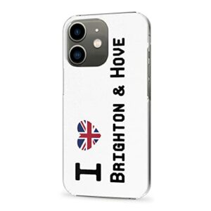 Coque pour iPhone 12, I Love Brighton-&-Hove iPhone 12 Protection avec Drapeau Britannique pour Les Personnes locales, Fine et Transparente