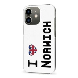Coque pour iPhone 12, I Love Norwich iPhone 12 Protection avec Drapeau Britannique pour Les Personnes locales, Fine et Transparente