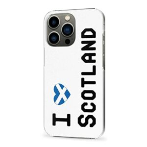 Coque pour iPhone 13 Pro, I Love Scotland iPhone 13 Pro Protection avec Drapeau Britannique pour Les Personnes locales, Fine et Transparente PC iPhone