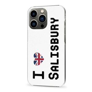 Coque pour iPhone 13 Pro Max, I Love Salisbury iPhone 13 Pro Max Protection avec Drapeau Britannique pour Les Personnes locales, Mince et Transparente
