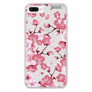 Gocase Cherry Petals Étui de Protection en Silicone TPU Transparent pour iPhone 8 Motif Fleurs de Cerisier