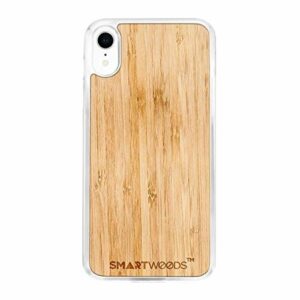 SmartWoods Coque de Protection en Bois pour iPhone XR pour Smartphone, Coque en Bois pour iPhone, écologique, Naturel et Original (Bamboo Clear)