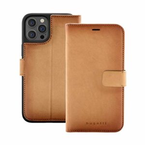 bugatti Étui de Protection pour iPhone 12 Pro Max 6.7 - Cuir de qualité supérieure - Portefeuille Zurigo et Support pour téléphone Portable - Cognac, 42685