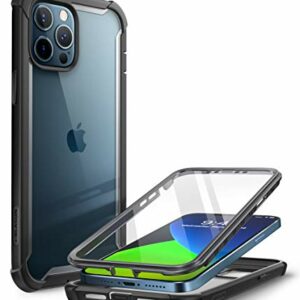 i-Blason Coque iPhone 12 Pro Max 5G (2020) 6,7'' [Série Ares] Protection Intégrale Bumper Antichoc Dos Transparent avec Protecteur d'écran Intégré (Noir)