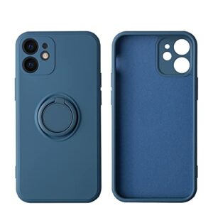Cokar Compatible avec la Coque de iPhone 12 avec Support d'anneau | Revêtement en Microfibre Super Douce | Coque de Protection Contre Les Rayures (Bleu)