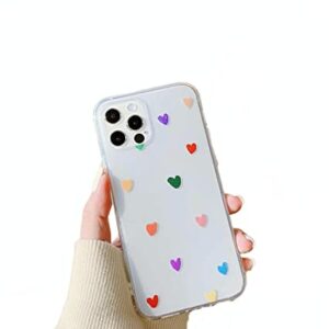 Cas de téléphone Mignon Motif Coeur Design Transparent Transparent Dames Filles Pare-Chocs TPU Doux Protection Anti-détonante pour iPhone 13