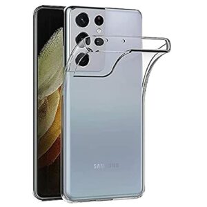 Coque Compatible pour Samsung Galaxy S21 Ultra 5G, Coque en Silicone TPU Slim Fit cristallin, Coque de Protection pour téléphone Flexible Anti-Rayures Antichoc - Transparente
