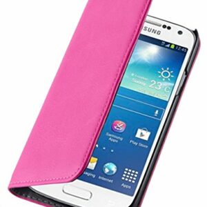 JammyLizarD Étui de Protection en Cuir pour Samsung Galaxy S7 | Étui de Protection en Cuir à Rabat [Swiss Book Case Wallet ] Rose Vif