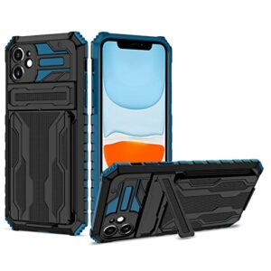 Wehilion Coque de Protection Antichoc pour iPhone 11 (6,1") avec Fente pour Cartes, PC et Silicone TPU - Bleu