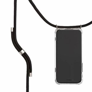 KNOK Chaîne de téléphone Portable Compatible avec Apple iPhone 12 Mini – Coque en Silicone avec Cordon – Étui de Protection pour Smartphone à Suspendre – Coque Transparente avec Cordon