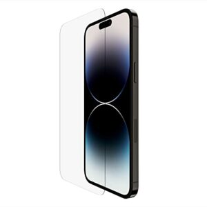Belkin Pack de 2 protections d’écran TemperedGlass pour iPhone 14 Pro (application sans bulle d’air, adhésifs d’installation, test de résistance 9H)