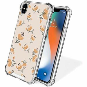 Belle Étui de téléphone Transparent Floral Marron pour iPhone X/XS Bumper Protection Cover