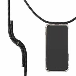 KNOK Chaîne de téléphone Portable Compatible avec Apple iPhone 12 Pro Max – Coque en Silicone avec Cordon – Étui de Protection pour Smartphone – Étui Transparent avec Cordon